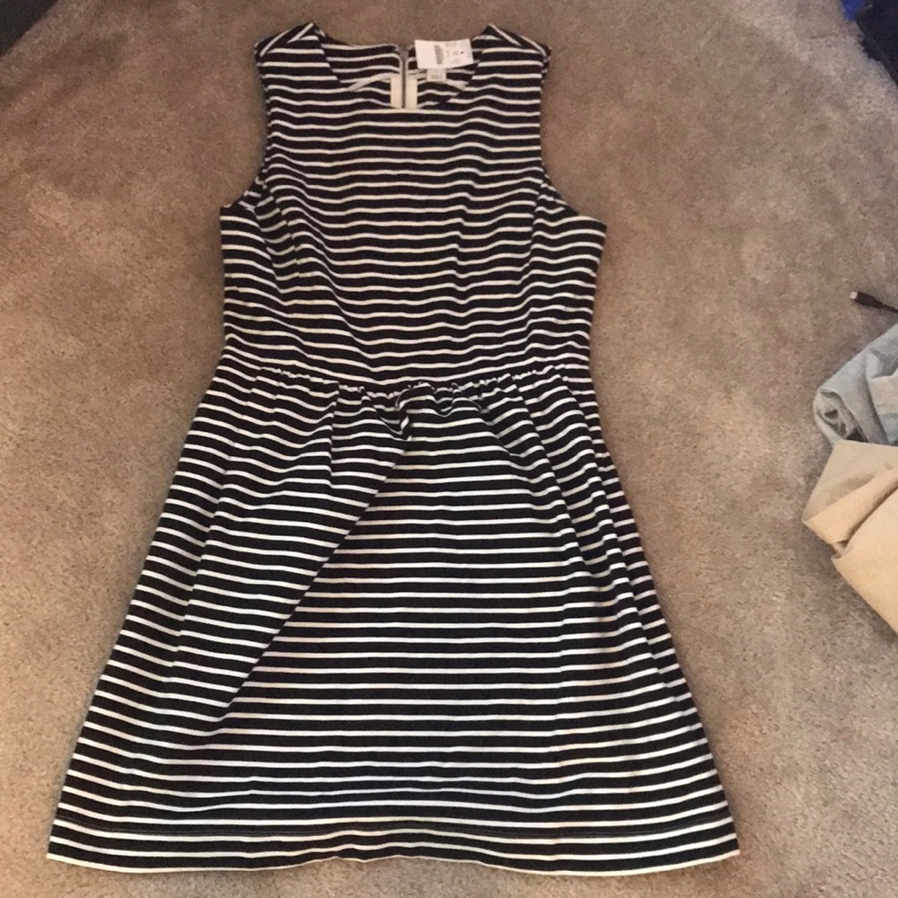JCrew striped fit and flare dress size M